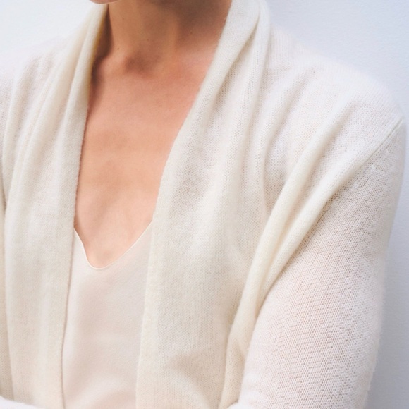 White + Warren Cream Cashmere Cardigan Sweater - Picture 2 of 8